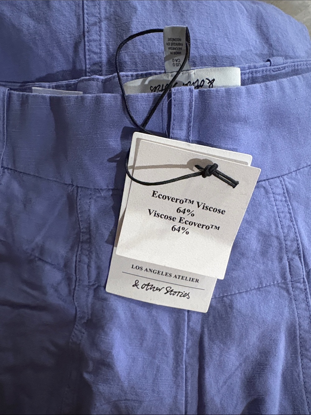 & Other Stories Wide-Leg Cargo Pants NWT Size 0 In Blue (Periwinkle/Purple) - Picture 11 of 13